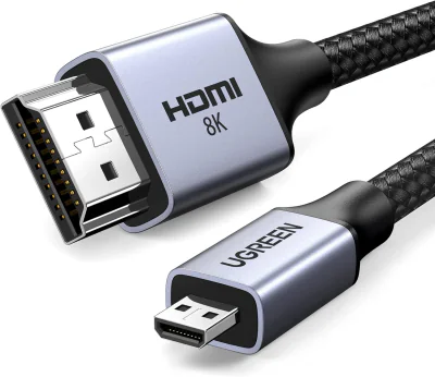CABLU video Ugreen, "HD164" micro HDMI (T) la HDMI (T), rezolutie maxima 8K/60Hz, HDMI 2.1, braided, 2m, negru "15517" - 6941876215171