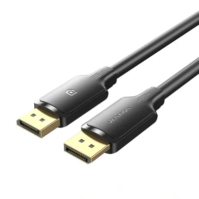 Cablu video Vention, DisplayPort(T) la DisplayPort(T), 1.5m, rezolutie maxima 4K la 60Hz, conectori auriti, cupru/argint, invelis PVC, negru, "HAKBG" - 6922794775770