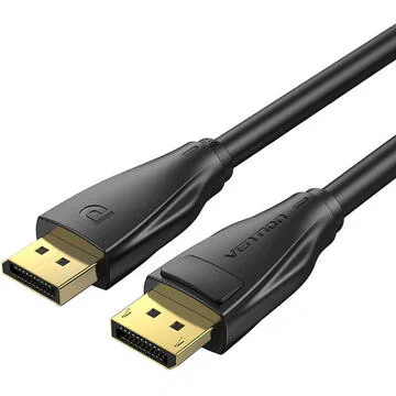 Cablu video Vention, DisplayPort(T) la DisplayPort(T), 1.5m,rezolutie maxima 8K la 60Hz/4K la 120Hz,conectori auriti, cupru/argint, invelis PVC,negru, "HCDBG" - 6922794762060