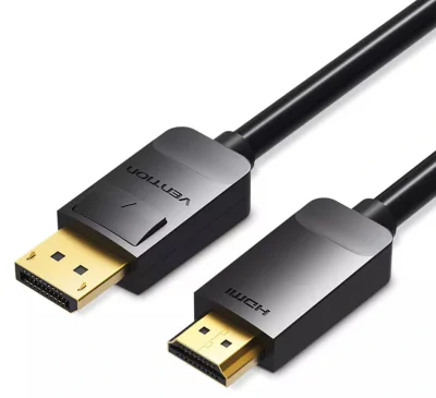 Cablu video Vention, DisplayPort(T) la HDMI(T), 1.5m, rezolutie maxima 1080p la 60 Hz, conectori auriti, cupru, invelis PVC, negru, "HADBG" - 6922794733336
