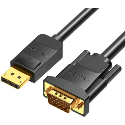 Cablu video Vention, DisplayPort(T) la VGA(T), 1.5m, rezolutie maxima 1080p la 60 Hz, conectori auriti, cupru, invelis PVC, negru, "HBLBG" - 6922794746763