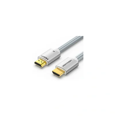 Cablu video Vention, HDMI(T) la HDMI(T), 1.5m, rezolutie 8K la 60Hz/4K la 120Hz, PVC si braided, argintiu, "ALCIG" - 6922794754003