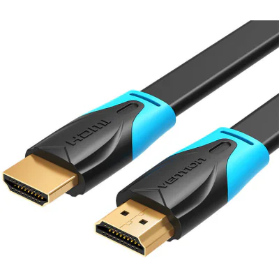 Cablu video Vention, HDMI(T) la HDMI(T), 1m, rezolutie maxima 4K la 60Hz, conectori auriti, cupru, plat, invelis PVC, negru, "VAA-B02-L100" - 6922794716452