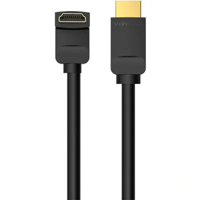 Cablu video Vention, HDMI(T) la HDMI(T), 2m, rezolutie maxima 4K la 60Hz, conectori auriti, cupru, unghi 270 grade, negru, "AAQBH" - 6922794745360