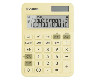 """Calculator birou Canon LS-125KB-PYL, Pastel Yellow, 12 digits, 29 keys, dual power, M+, M-,RM/CM, Tax+, Tax-"""