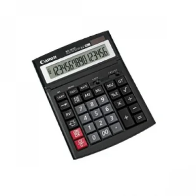 Calculator de birou CANON, WS1610T, ecran 16 digiti, alimentare solara si baterie, negru, "0696B001AA"