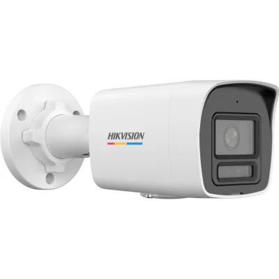 Cameră de supraveghere Hikvision IP Bullet 2 MP; Senzor: 1/2.8" Progressive Scan CMOS, lentilă fixă: 2.8 mm (unghi de vizualizare: 106°), tehnologie WDR: 120 dB WDR, ieșiri video: 1 RJ45 10M/100M, iluminator nocturn: Smart Hybrid Light (IR/Lumină Alb