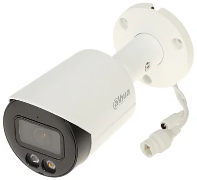 Cameră de supraveghere IP Bullet 4 MP Smart Dual Light WizSense DAHUA IPC-HFW2449S-S-IL-0360B, 3.6 mm, WL 30 m, IR 30 m, PoE, microfon, White