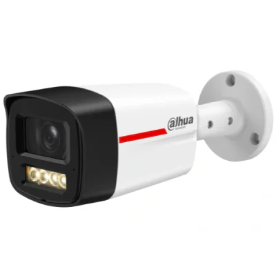 Cameră de supraveghere IP Bullet 4 MP WizColor WizSense DAHUA IPC-HFW2449TL-S-LED-0280B-PROX, 2.8 mm, WL 20 m, PoE, microfon, White