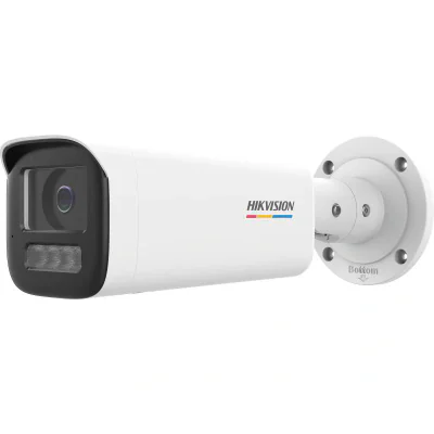 Camera de supraveghere IP Bullet 4MP ColorVu Hikvision DS-2CD1B47G2H- LIU(4MM), lentila fixa 4mm, iluminare: Color: 0.0005 Lux @ (F1.0, AGC ON),B/W: 0 Lux with IR: 50m, microfon incorporat, alarma la evenimente:Motion detection (support alarm trigger
