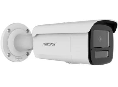 Camera de supraveghere IP Bullet 6MP Hikvision DS-2CD2T63G2-2LI(2.8MM), lentila fixa 2.8mm, iluminare min: Color: 0.005 Lux @ (F1.6, AGC ON),0 Lux cu lumina alba, IR 60m, microfon incorporat, slot card de memorie: microSD/microSDHC/microSDXC maxim 51