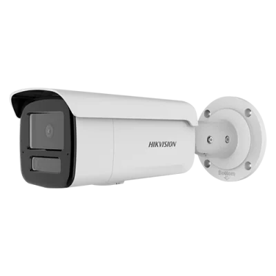 Camera de supraveghere IP Bullet 6MP Hikvision DS-2CD2T63G2-4LI(2.8MM), lentila fixa 2.8mm, iluminare min: Color: 0.005 Lux @ (F1.6, AGC ON),0 Lux cu lumina alba, IR 80m, microfon incorporat, slot card de memorie: microSD/microSDHC/microSDXC maxim 51