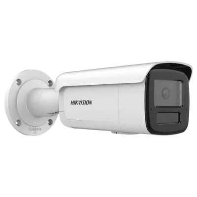 Camera de supraveghere IP Bullet 8MP Hikvision DS-2CD2T86G2H- IS2U/SL(2.8MM), lentila fixa 2.8mm, iluminare min: Color: 0.0008 Lux @ (F1.0, AGC ON),B/W: 0 Lux cu IR 60m, 2x microfon incorporat, difuzor incorporat, interfata audio: 1/1, alarma: 1/1, s