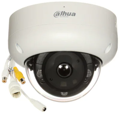 Cameră de supraveghere IP Dome 4 MP WizSense DAHUA IPC-HDBW3441R-AS-P-0210B, 2.1 mm, IR 15 m, PoE, microfon, White