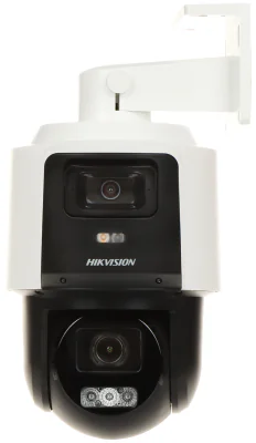 Cameră de supraveghere IP PTZ 4 MP + 4 MP TandemVu HIKVISION DS-2SE3C404MWG-E/14, 2.8 mm, zoom optic 4x, WL 30 m, IR 40 m, PoE, microfon, difuzor, White
