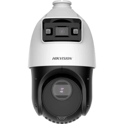 Camera de supraveghere IP Speed Dome 4MP Hikvision DS-2SE4C415MWG-E, lentila fixa bullet: 2.8 mm, lentila varifocala PTZ: 4.8 to 72 mm, 15 × optical, iluminare min.: [Bullet channel]: 0.0005 Lux @ (F1.0, AGC ON), 0 Lux; [PTZ channel]: Color: 0.005 Lu