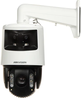 Cameră de supraveghere IP Speed Dome 6 MP + 4 MP TandemVu ColorVu AcuSense HIKVISION DS-2SE7C432MWG-EB/26(F0), 2.8 mm + 5.9 - 188.8 mm, zoom optic 32x, WL 30 m, IR 200 m, PoE, White