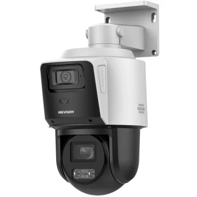 Camera de supraveghere IP TandemVu 4MP+4MP 4X POE PTZ Hikvision DS-2SE3C404MWG-E/14, lentila bullet fixa: 2.8mm; lentila PTZ varifocala: 2.8-12mm, iluminare min bullet: Color: 0.01 Lux @ (F1.6, AGC ON)，B/W: 0.005 Lux @ (F1.6，AGC ON), 0 Lux cu IR: 30m