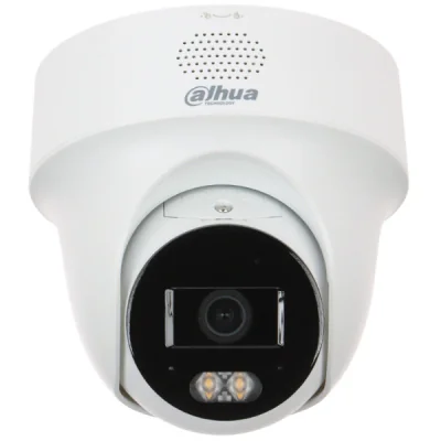Cameră de supraveghere IP Turret 4 MP Smart Dual Light DAHUA IPC-PT1439H-PV-0280B, 2.8 mm, WL 30 m, IR 30 m, PoE, microfon, White
