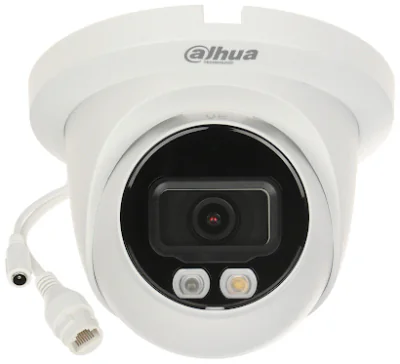 Cameră de supraveghere IP Turret 4 MP Smart Dual Light WizSense DAHUA IPC-HDW2449TM-S-IL-0280B, 2.8 mm, WL 30 m, IR 30 m, PoE, microfon, White