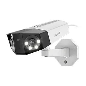 Camera de supraveghere Reolink Duo 2 PoE; DUO SERIES P730 Senzor: 1/2.7"CMOS Rezolutie video: 8 Megapixeli (4608x1728 pixeli) Cadre/secunda: 20 FPS Lentila varifocala: 3.2mm Diafragma: F2.0 Unghi de vizualizare: orizontal: 180°/vertical: 60° Distanta