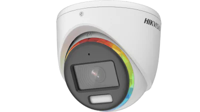 Cameră de supraveghere Turbo HD Turret 2 MP ColorVu HIKVISION DS-2CE70DF8T-MFSLN, 3.6 mm, WL 20 m, microfon, White