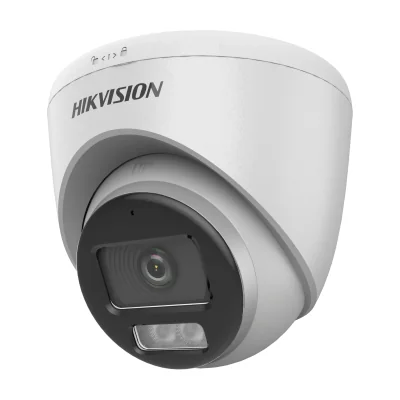 Cameră de supraveghere Turbo HD Turret 5 MP 3K ColorVu Smart Hybrid Light HIKVISION DS-2CE72KF0T-LFS(2.8MM), 2.8 mm, WL 40 m, IR 40 m, microfon, White
