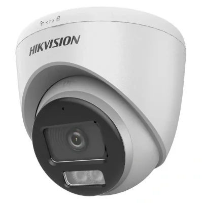 Camera de supraveghere Turret 2MP Hikvision DS-2CE72DF0T-LFS(2.8MM), lentila fixa: 2.8mm, iluminare: 0.001 Lux @ (F1.0, AGC ON), 0 Lux cu lumina alba, IR 40m, lumina alba 40m, iesire TVI/AHD/CVI/CVBS, microfon incorporat, alimentare: 12 VDC ± 25%, ma