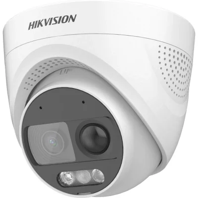Camera de supraveghere Turret 2MP Hikvision DS-2CE72DF3T-PIRXOS(2.8MM), lentila fixa: 2.8mm, iluminare: 0.0005 Lux @ (F1.0, AGC ON), 0 Lux, lumina alba: 20m, iesire: 1xHD, microfon incorporat, alimentare: 12 VDC ± 25%, max. 9.6 W, protectie: IP67, di
