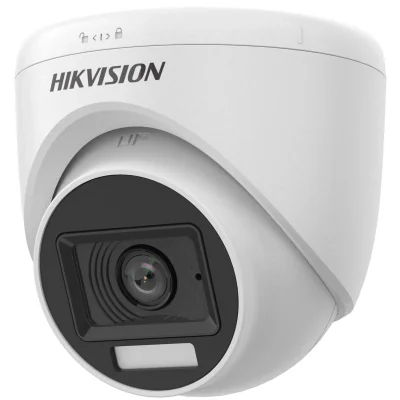 Camera de supraveghere Turret 3k Smart Hybrid Light Audio Fixed Hikvision DS-2CE78K0T-LFS(2.8MM), lentila fixa: 2.8mm, iluminare: 0.01 Lux @ (F2.0, AGC ON), 0 Lux cu IR: 20m, lumina alba: 20m, iesire: TVI/AHD/CVI/CVBS, microfon incorporat, alimentare