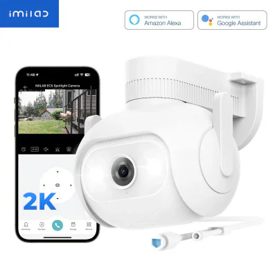 CAMERA IP Exterior Imilab, supraveghere 360 grade, 2K, 2048x1080, IP66, dist. IR 30 m, 3 Mpx, RJ-45 + wireless, microfon, sirena, carcasa plastic, slot SD card da, "EC5-LAN"