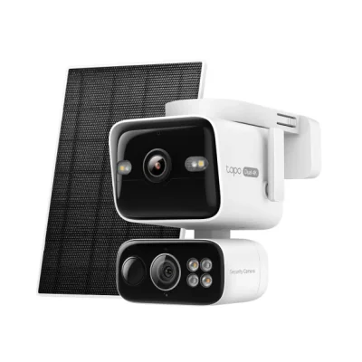 Solar-Powered Dual-Lens Pan/Tilt Cam kit, 1/2.7" CMOS Starlight Sensor, night mode IR-Mode/Full-Color Mode, Pan Mechanical Range：339° (360° Pan Coverage), Tilt Mechanical Range：97° (128° Tilt Coverage)