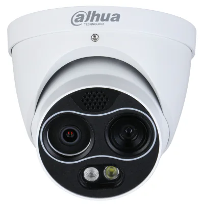 Cameră IP hibridă cu termoviziune DAHUA TPC-DF1241-B7F8-DW-S8, termic: obiectiv 7 mm, 960p; optic: obiectiv 8 mm, 4 Mpx