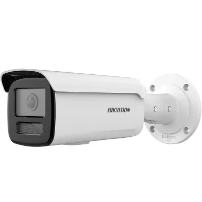 Camera supraveghere Hikvision IP Bullet DS-2CD2T23G2-2I 2.8mm D; 2MP; 1/2.8" Progressive Scan CMOS; rezolutie 1920 ×1080@30fps; Color: 0.01 Lux @ (F1.2, AGC ON); lentila: 2.8mm; distanta IR: 60 metri; H.265+, H.265, H.264+, H.264; Three streams; 120d