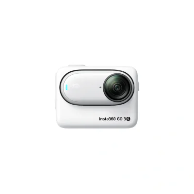Camera video sport Insta360 GO 3S Arctic, diafragma f/2.8, focusare automata, sensibilitate ISO 1000-3200, rezolutie senzor  8.3 Mpx, rezolutie imagine 2880 x 2880, 4000 x 3000, rezolutie video 4k, rezistenta la apa 10 ATM, capacitate acumulator 310 