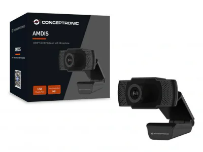 Camera Web Conceptronic AMDIS, 2MP, rezolutie video Full HD, USB 2.0, Negru