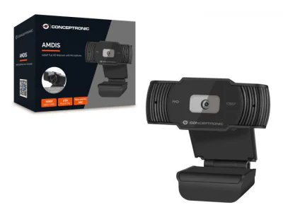 Camera Web Conceptronic AMDIS, rezolutie video Full HD, USB 2.0, Negru