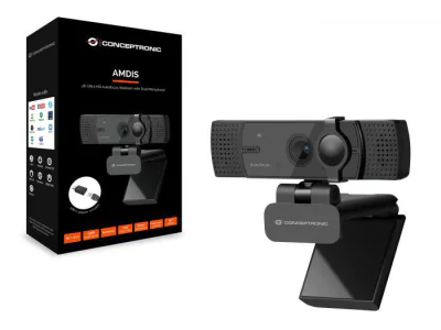 Camera Web Conceptronic AMDIS07B, rezolutie video 4K, USB 2.0, Negru