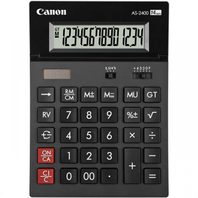 Canon AS-2400, Desktop, Display, 14 digits, Display tilting, Battery, Black