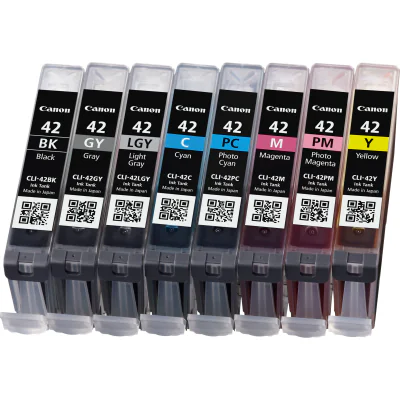 Canon CLI-42 BK/GY/LGY/C/M/Y/PC/PM 8 Ink Cartridge Multipack, Standard Yield, Black, Cyan, Grey, Light grey, Magenta, Photo cyan, Photo magenta, Yellow, Pigment-based ink, Dye-based ink, 8 pc(s), Multi pack