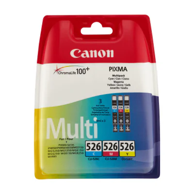 Canon CLI-526 C/M/Y Colour Ink Cartridge Multipack, Cyan, Magenta, Yellow, Pigment-based ink, 3 pc(s)