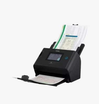 CANON DR-S350NW A4 SCANNER, Dimensiune A4, Senzor CIS, Rezolutie: 600dpi, Duplex, Touchscreen 10.9cm , Interfata: USB, Retea, WI-FI, Dimensiuni: 291 x 267 x 242 mm, 3.4kg, viteza: 50 ppm/100 ipm (200 dpi/300 dpi), Volum zilnic recomadat: 6000-9000 pa