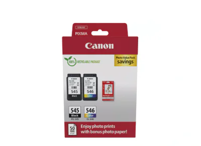 Canon pachet cartuse cearneala PG-545/CL-546 PHOTO VALUE PACK, capacitate negru: 180 pagini/8ml, Color: 180 pagini / 8ml, Compatibil cu: PIXMA 2550S, PIXMA IP2850, PIXMA MG2450, PIXMA MG2550, PIXMA MG2950, PIXMA MG3050, PIXMA MG3051, PIXMA MG3052, PI