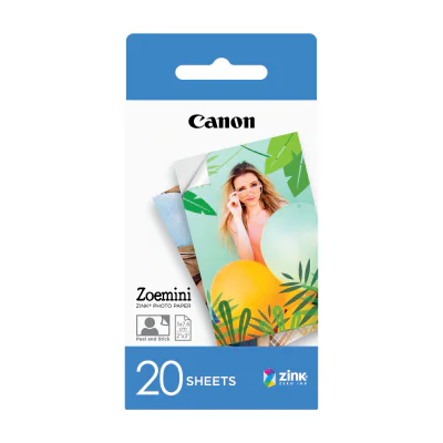Canon ZINK™ 2"x3" Photo Paper x20 sheets, 5x7.6 cm, 2x3", 20 sheets, Canon Zoemini, Box