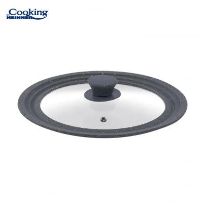 CAPAC STICLA CU MARGINE DIN SILICON AJUSTABILA PE 3 DIMENSIUNI 22/24/26 CM. GRI, COOKING BY HEINNER