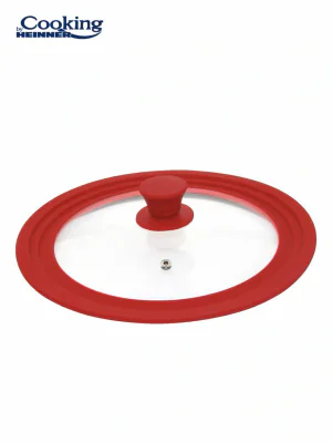 CAPAC STICLA CU MARGINE DIN SILICON AJUSTABILA PE 3 DIMENSIUNI 28/30/32 CM, COOKING BY HEINNER (mix 2 culori in bax - 3 gri, 3 rosii)