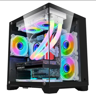 Carcasa 1st PLAYER MV5-TP, RGB, Cube Tower, Black