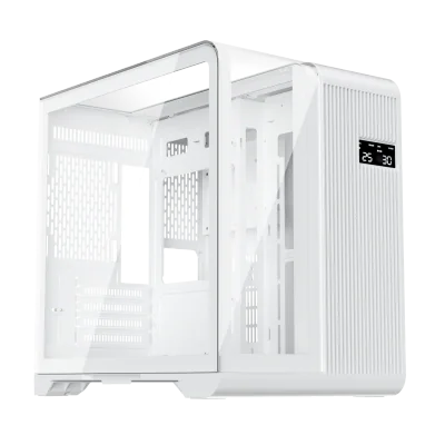 Carcasa 1stPLAYER Gaming RT5-wh, afisaj digital, 3 ventilatoare aRGB infinity efect, telecomanda, Micro-ATX, alb