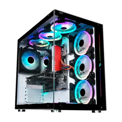 Carcasa 1stPLAYER Gaming SP8-wh SteamPunk, ATX, 7 ventilatoare aRGB, telecomanda, alb