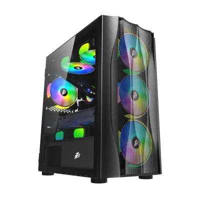 Carcasa 1stPLAYER Gaming X3-M-bk, 4 ventilatoare RGB, Micro-ATX, negru